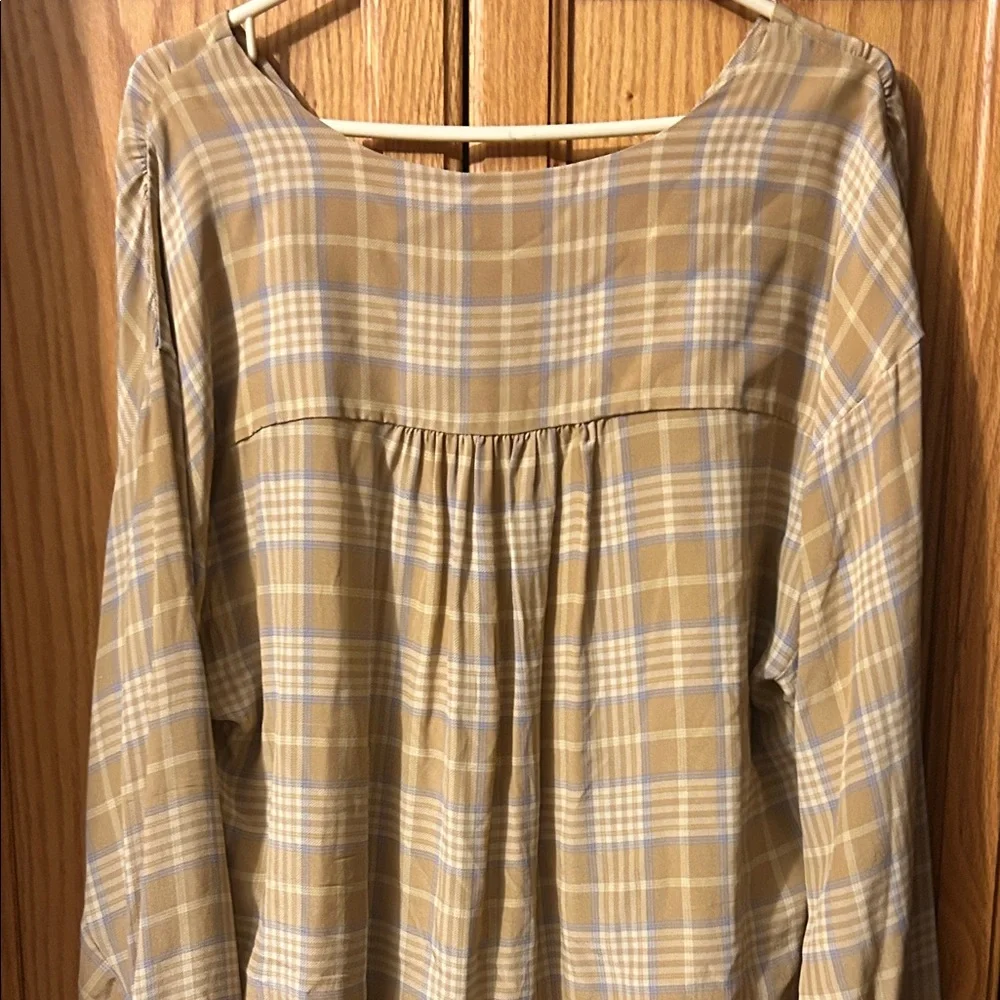 Wilfred Mustard and Cream Plaid V-Neck Tunic - Picture 3 of 5